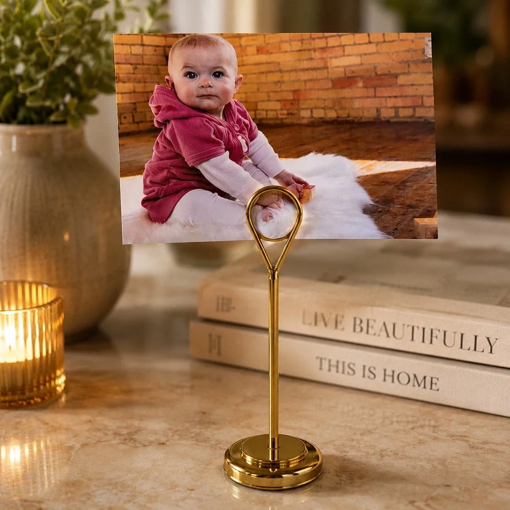 Gold Metal Table Number Holders (Set of 8) Place Card Photo Stands Wedding Decor